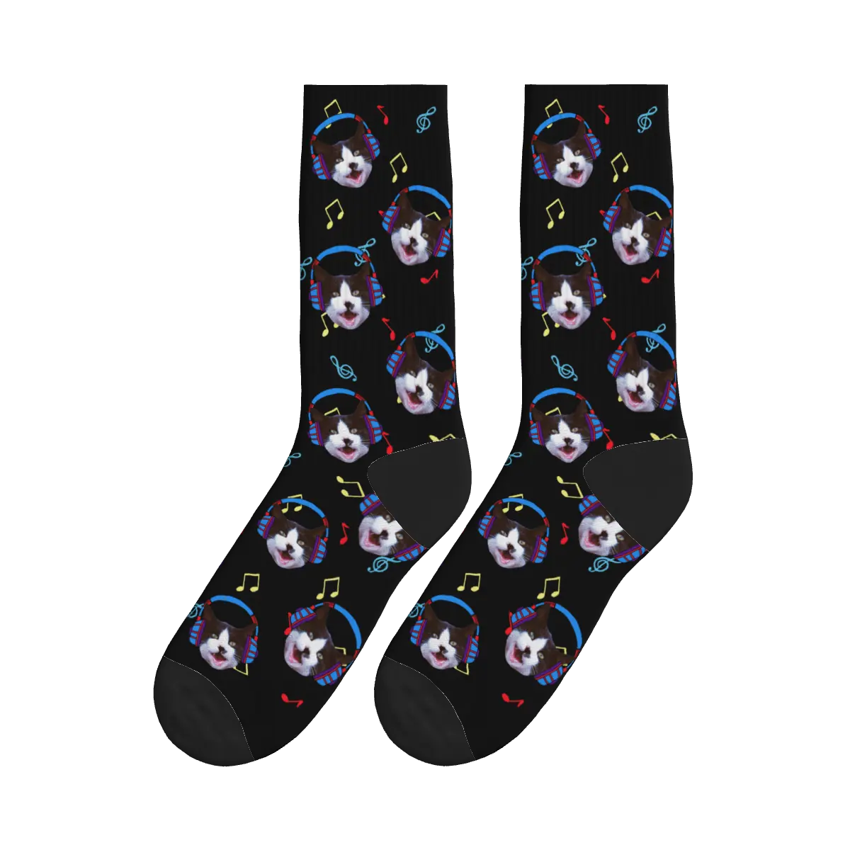 Headphone Cat Pattern Socks