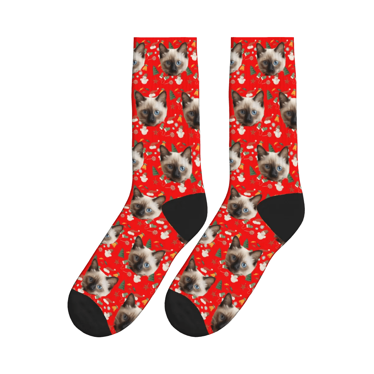 Christmas Elements Collection Cat Socks - Christmas Red / Crew Socks