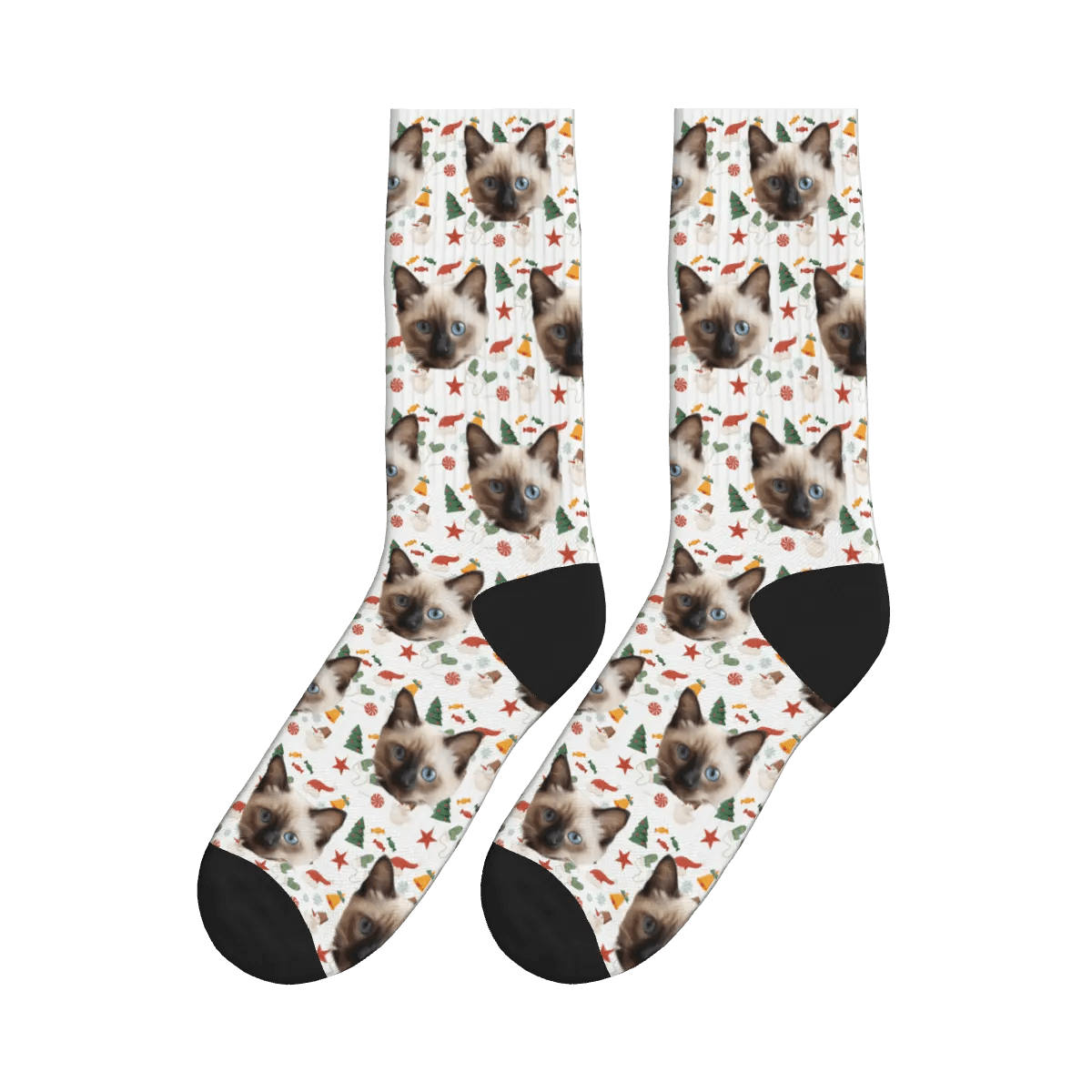 Christmas Elements Collection Cat Socks - White / Crew Socks