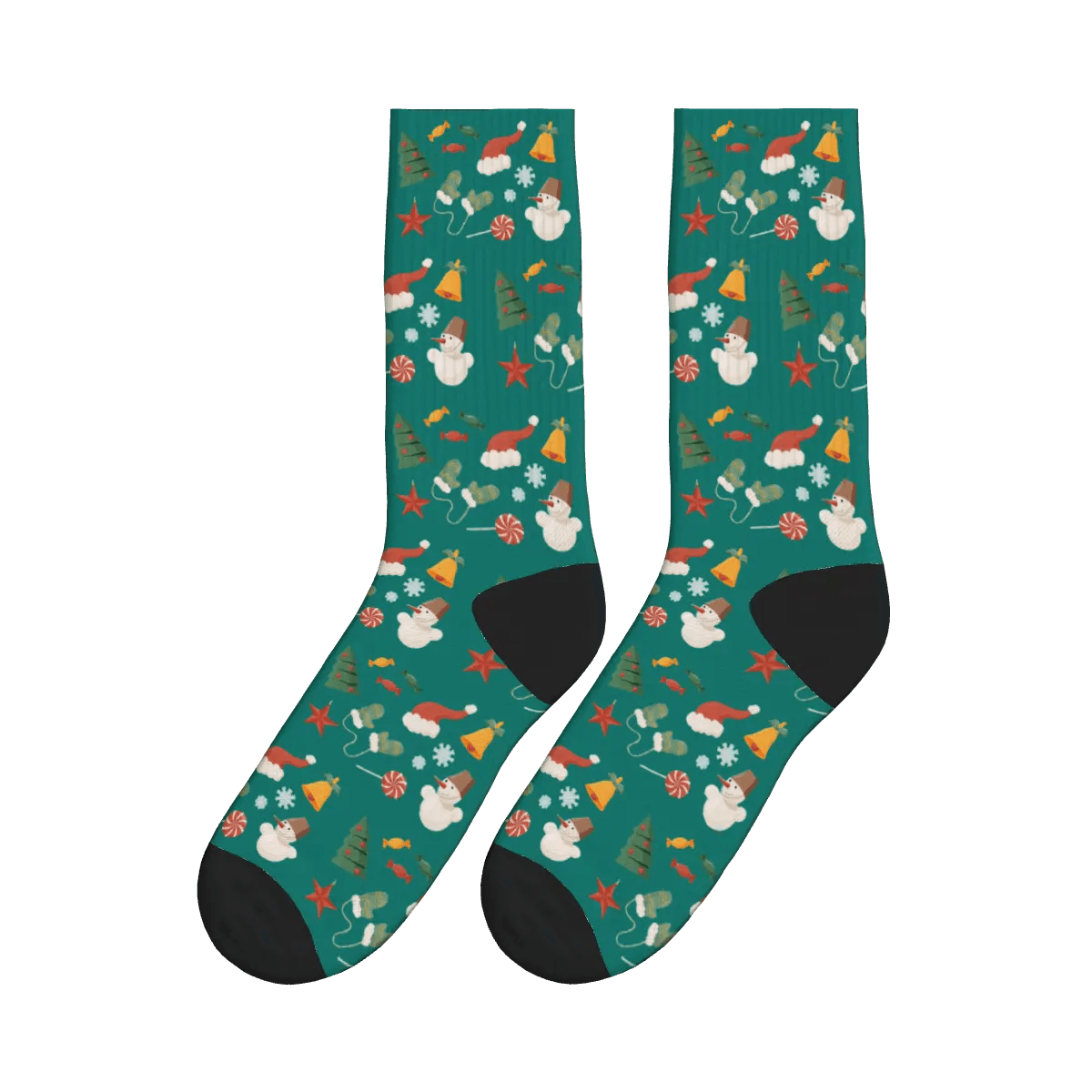 Christmas Elements Socks - Pine Green / Crew Socks