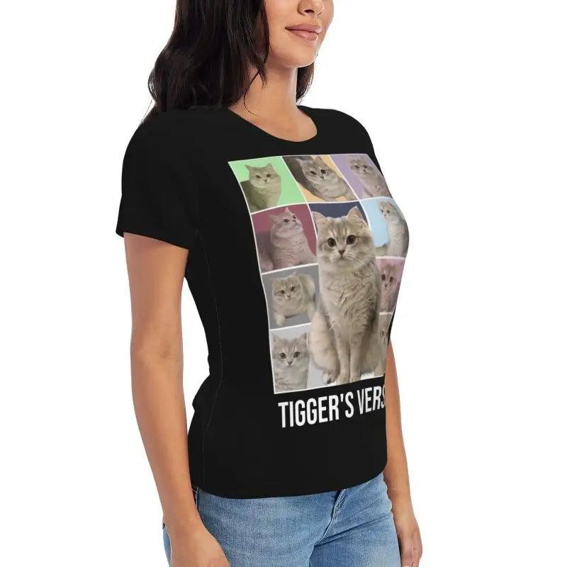 Custom Cat Shirt With Cat Photos And Name - Black / S