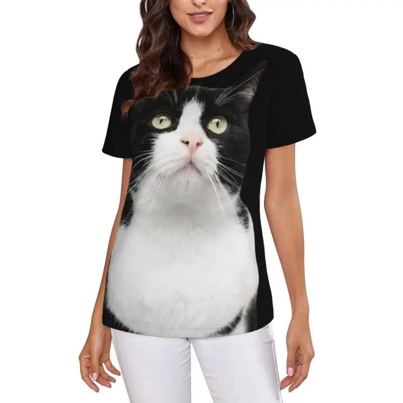 Full-Print Cat T-Shirt - Black / S