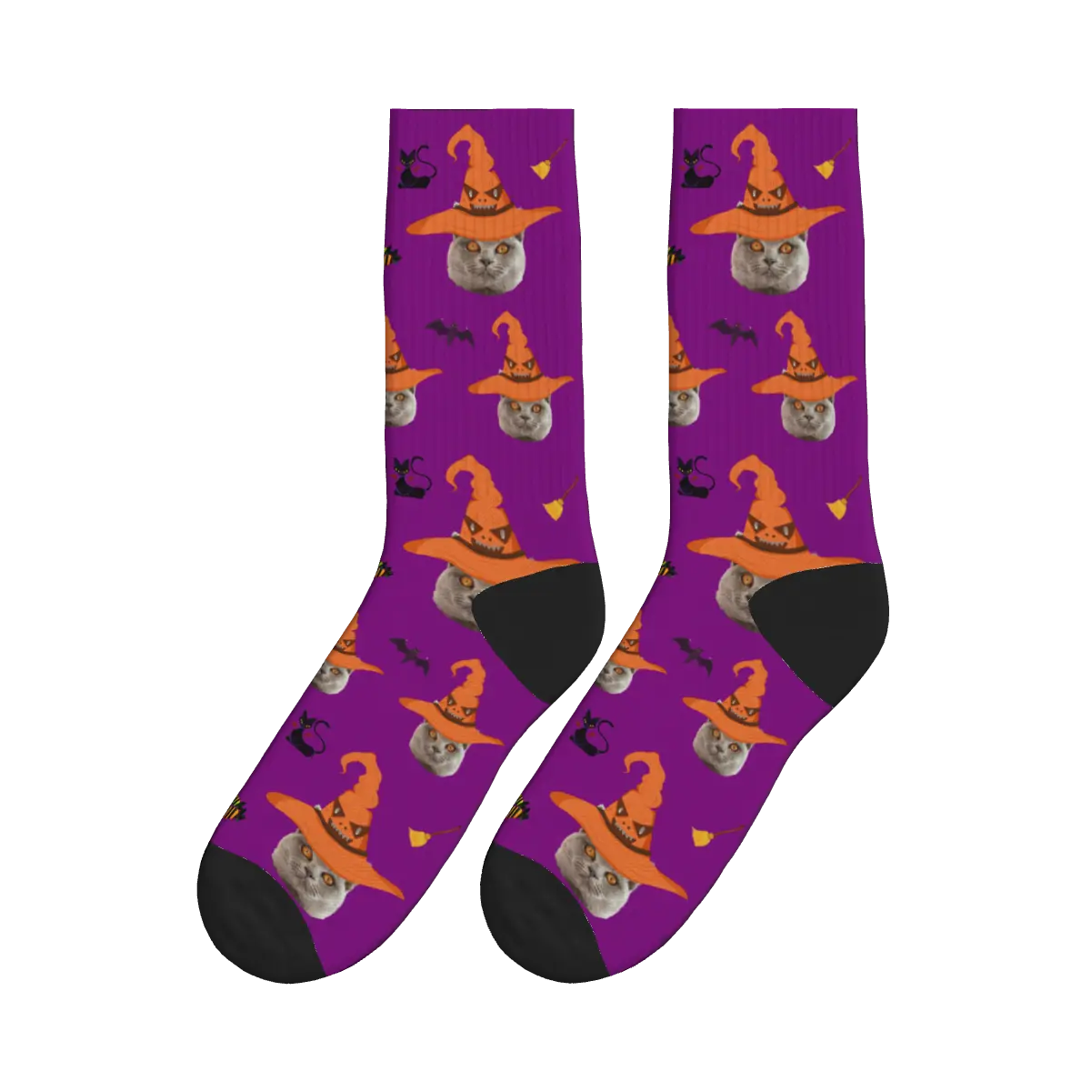 Halloween Cat Face Socks