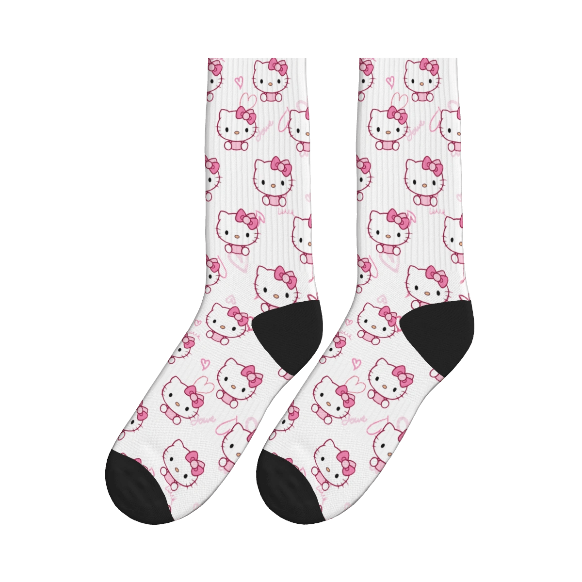 Cute Kitty Heart Socks - White / Crew Socks