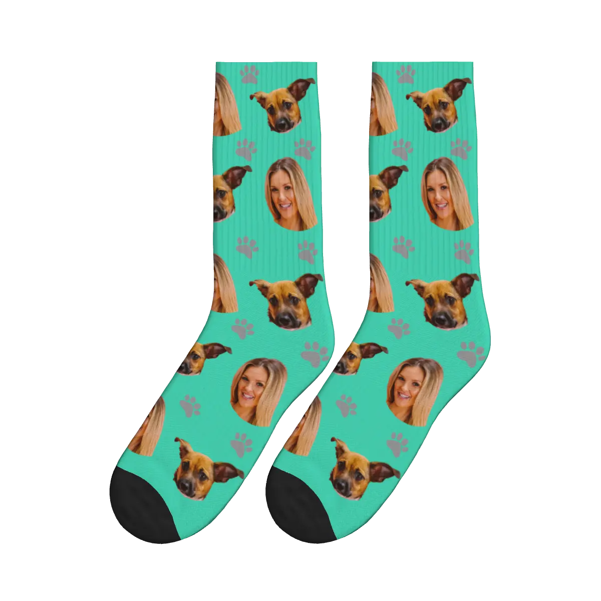 Paws, Woman and Her Dog Faces Socks