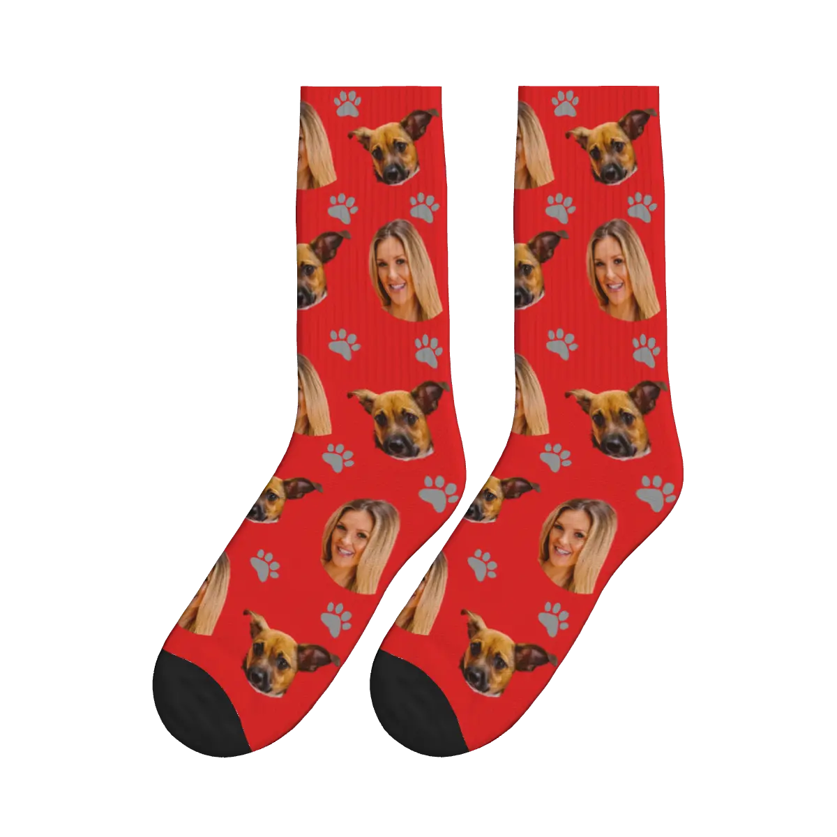 Paws, Woman and Her Dog Faces Socks