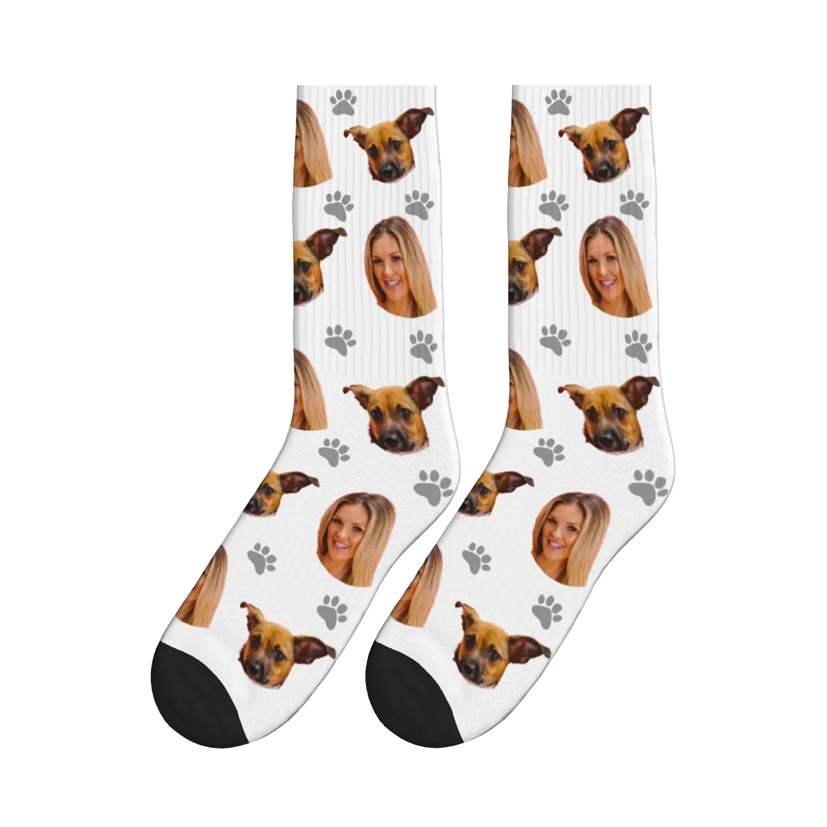 Paws, Woman and Her Dog Faces Socks