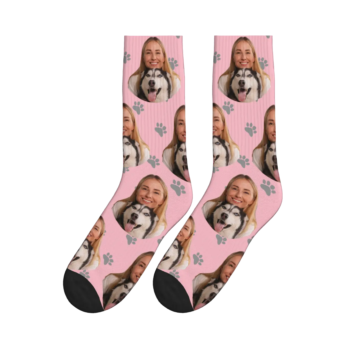 Woman Hugging Her Dog & Paws Socks