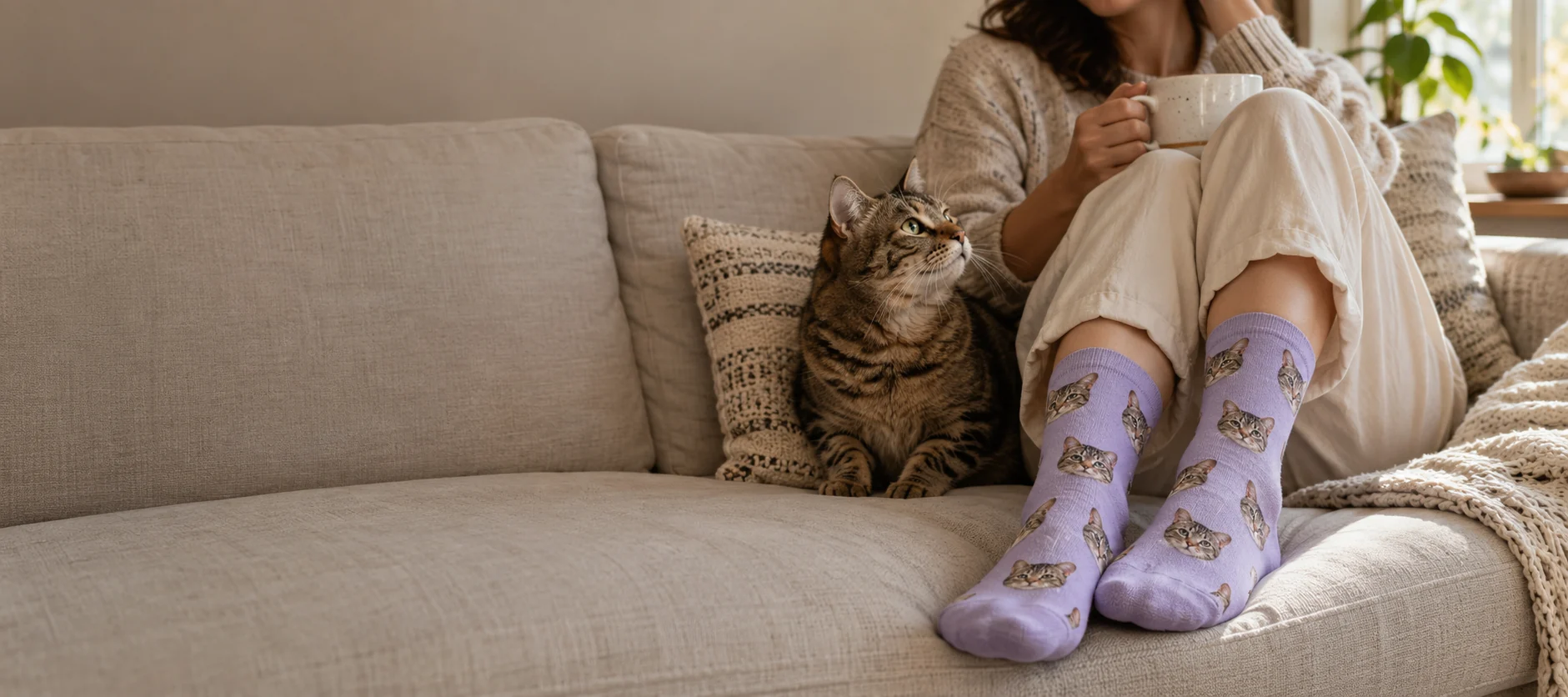 A cat and their person relaxing together