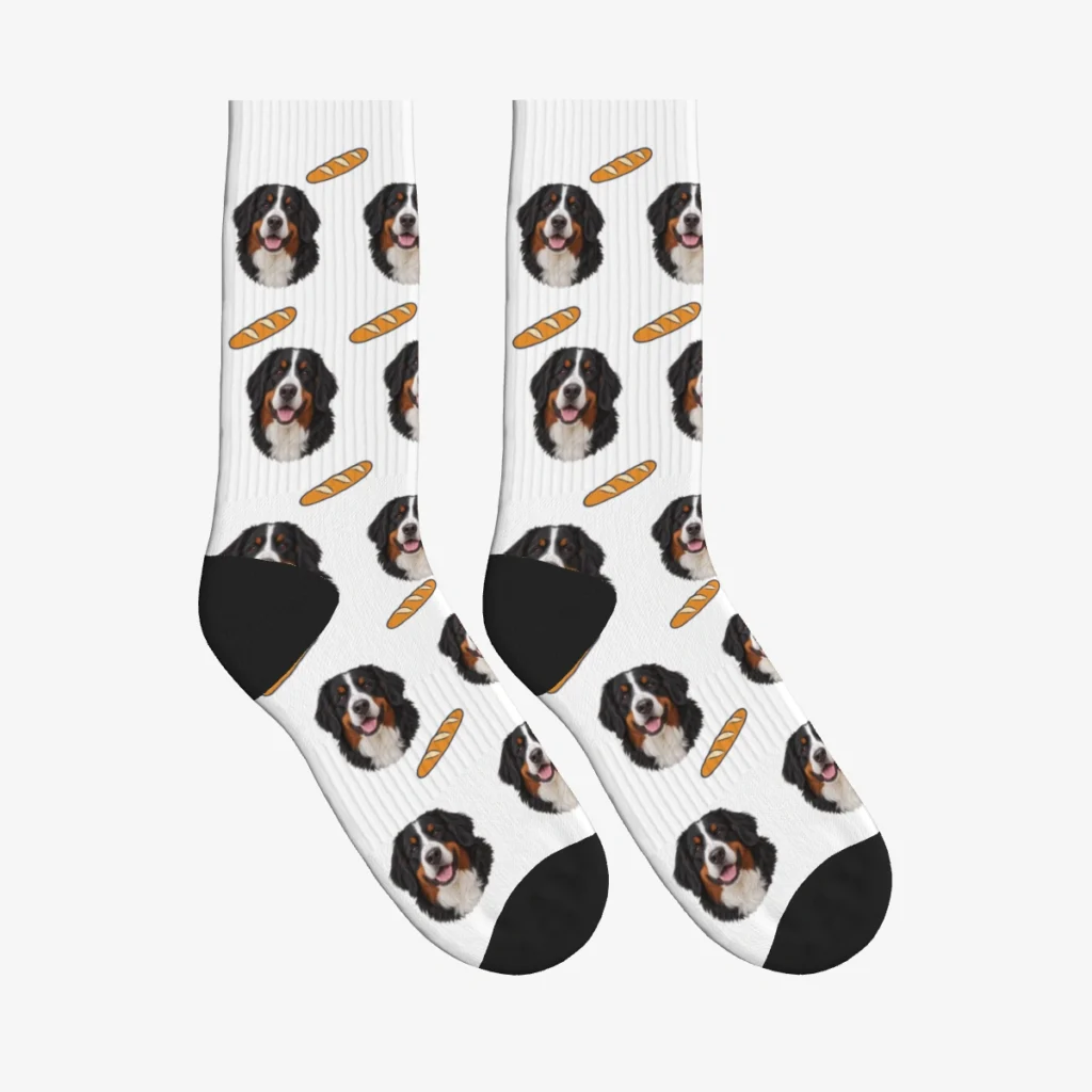 Baguettes Dog Face Socks — White — product view