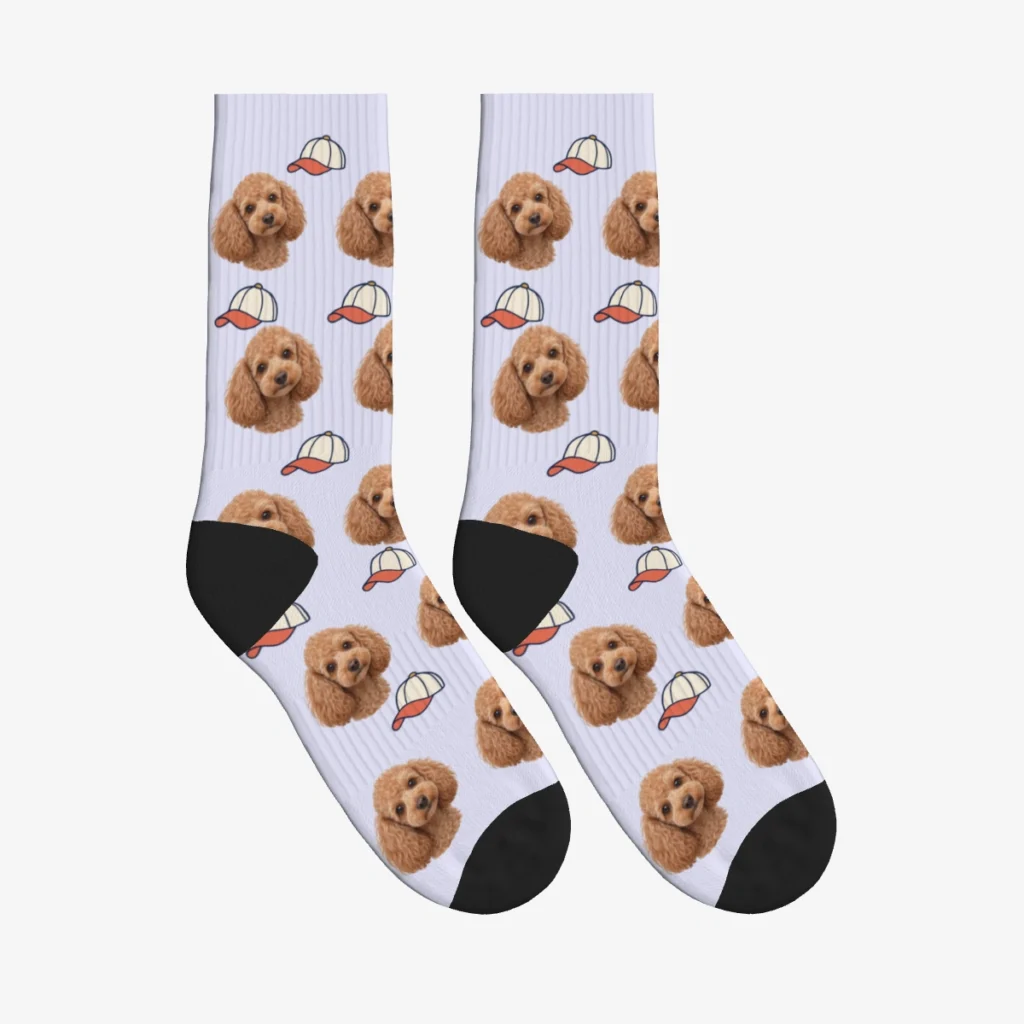 Baseball Caps Dog Face Socks — Lavender — product view