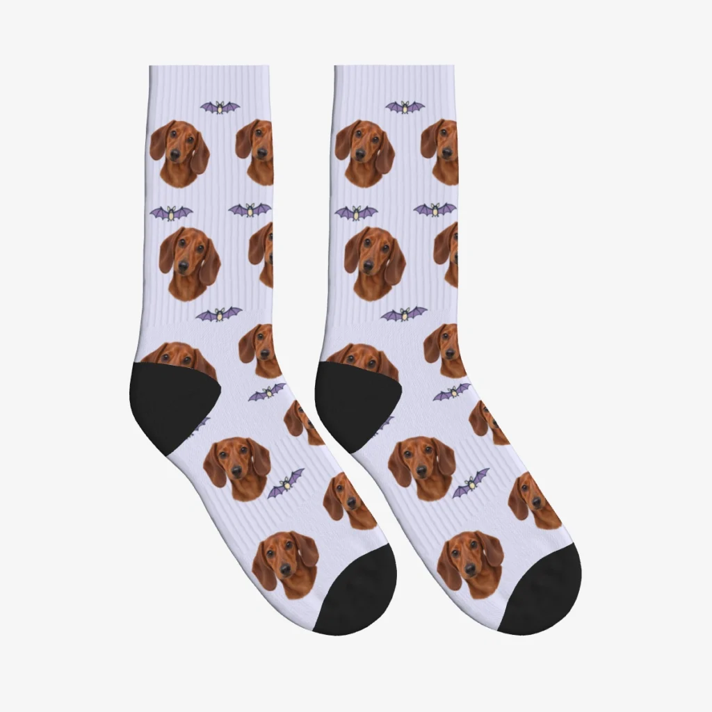 Bats Dog Face Socks — Lavender — product view