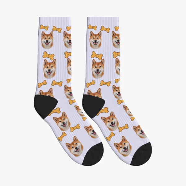 Golden Bone Biscuit Dog Face Socks