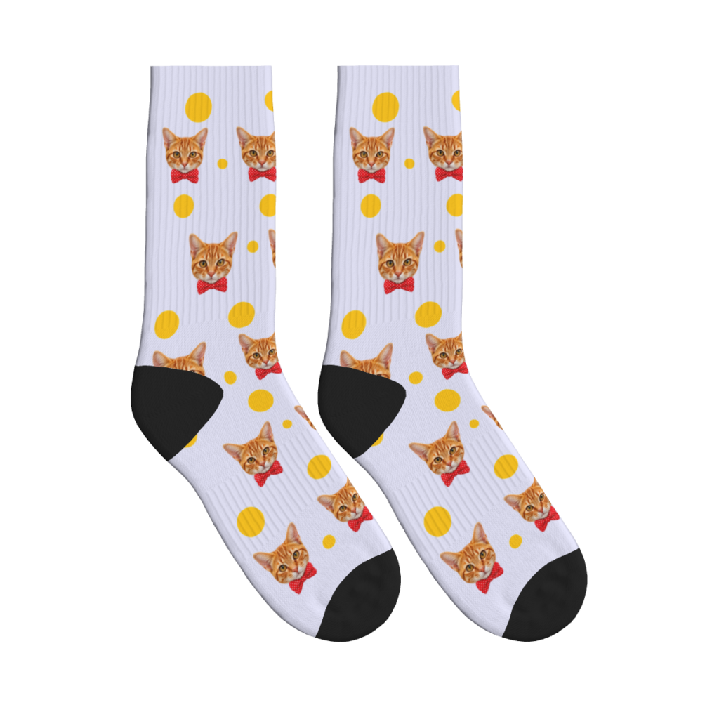 Cats in Bow Ties Pattern Socks — Lavender — product view