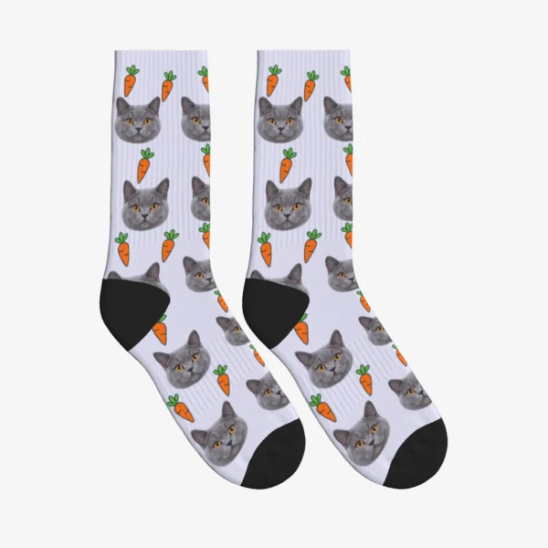 Carrots Cat Face Socks