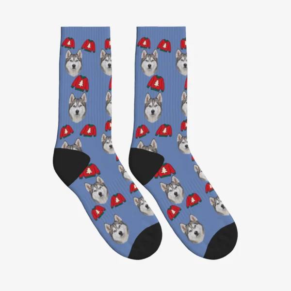 Christmas Sweaters Dog Face Socks