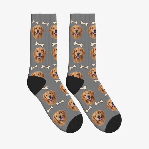 Classic Bone Pattern Dog Face Socks