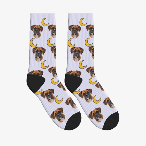 Crescent Moons Dog Face Socks