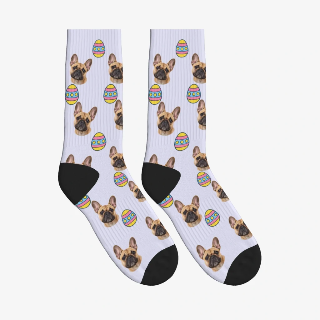 Easter Eggs Dog Face Socks — Lavender — product view