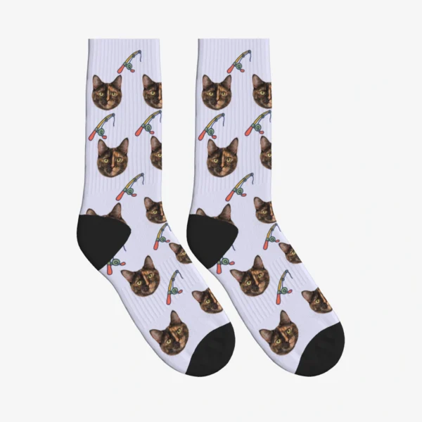 Fishing Rods Cat Face Socks
