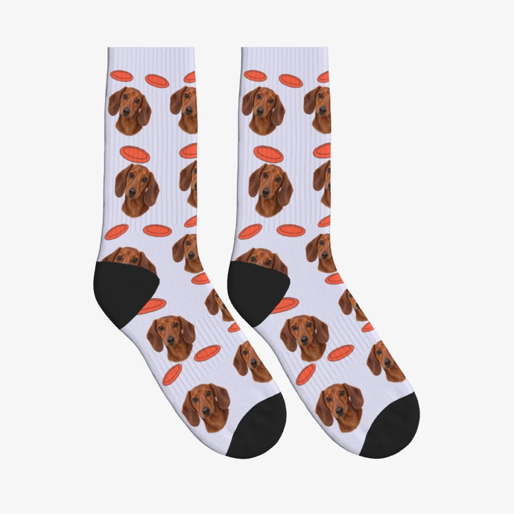 Flying Disc Dog Face Socks — Lavender — product view