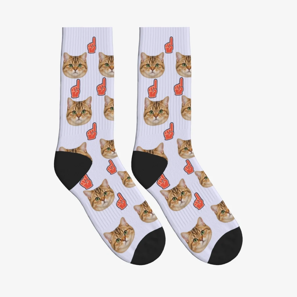 Foam Fingers Cat Face Socks — Lavender — product view