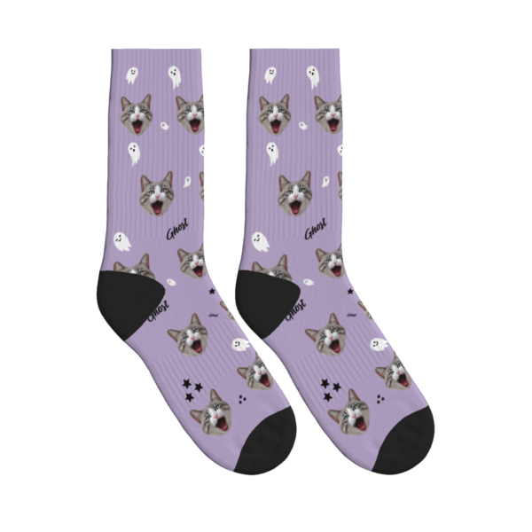 Ghost & Cat Face Halloween Socks