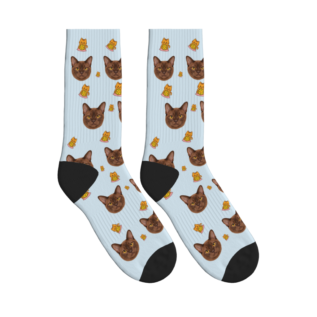 Lucky Cat Lucky Fortune Socks — Powder Blue — product view