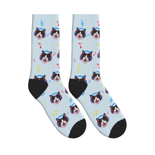 Headphone Cat Pattern Socks - Classic