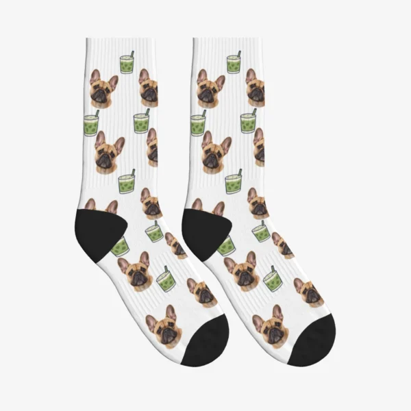 Matcha Dog Face Socks
