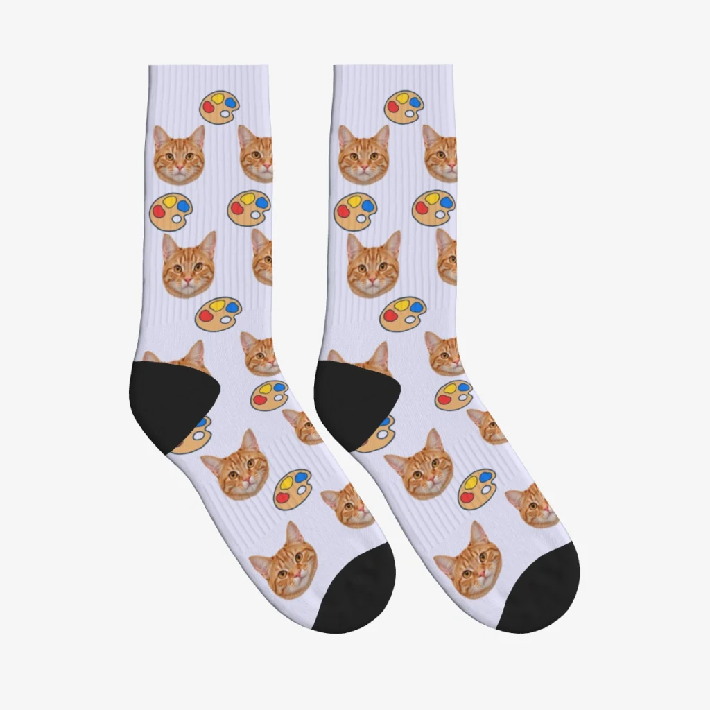 Paint Palettes Cat Face Socks — Lavender — product view