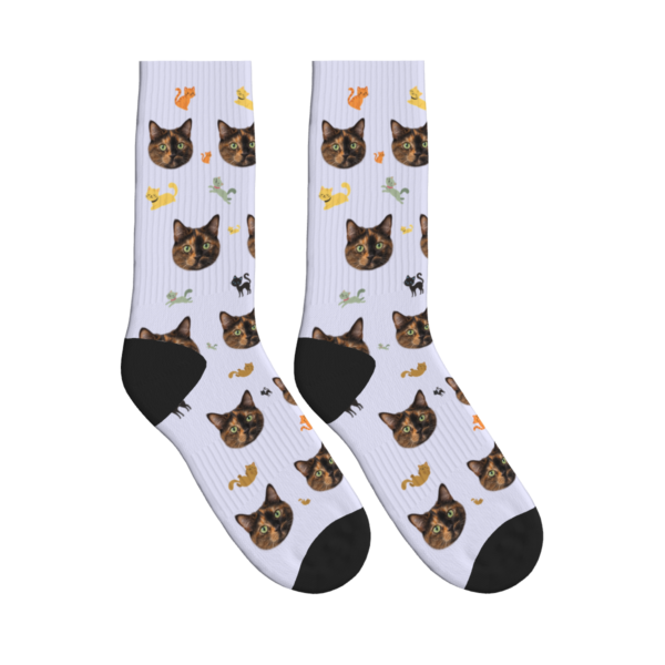 Coloured Cartoon Cats Frolicking Print Socks