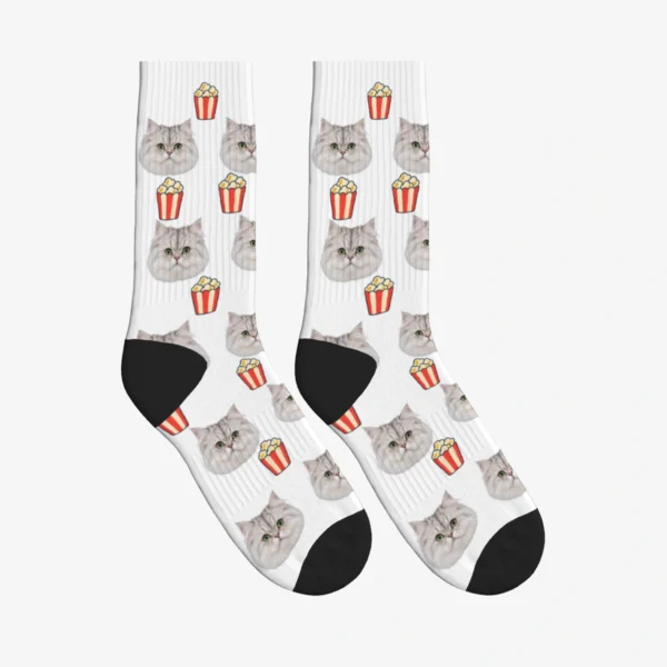 Popcorn Cat Face Socks