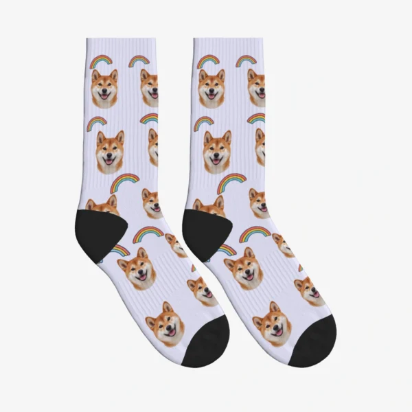 Rainbows Dog Face Socks