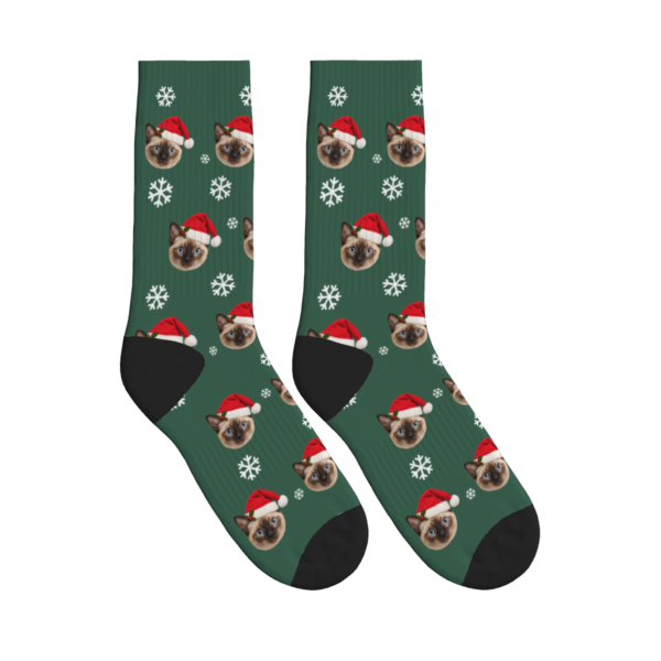 Snow & Christmas Hat Cat Socks