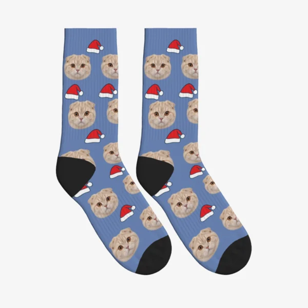 Santa Hats Cat Face Socks