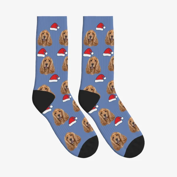 Santa Hats Dog Face Socks