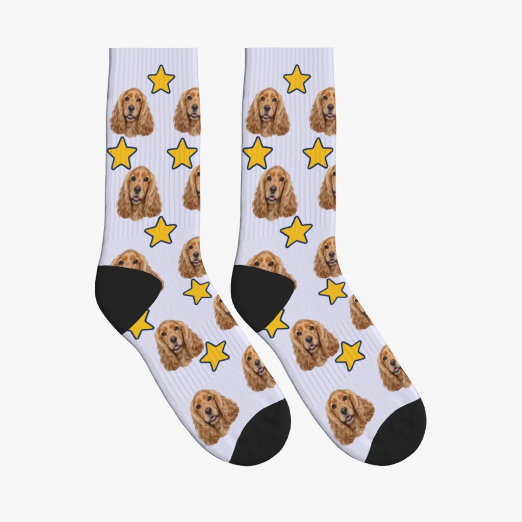 Stars Dog Face Socks — Lavender — product view