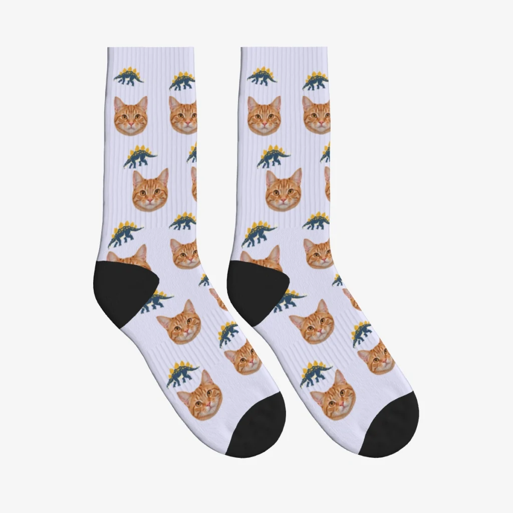 Stegosaurus Cat Face Socks — Lavender — product view