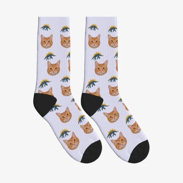 Stegosaurus Cat Face Socks