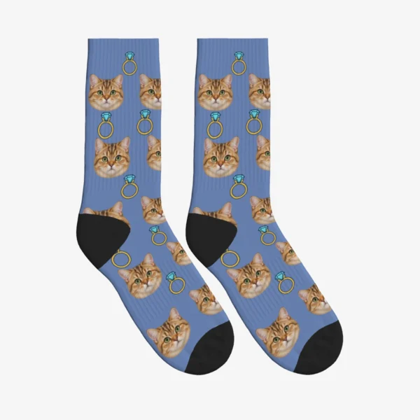 Wedding Rings Cat Face Socks