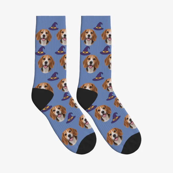 Witch Hats Dog Face Socks