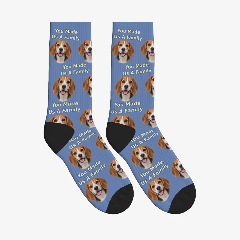 You Made Us A Family Dog Face Socks — Slate Blue — product view